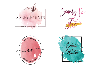 design golden feminine and watercolor signature logo