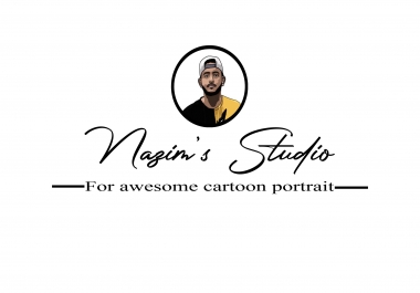 Create transparent logo with name and cartoon portrait