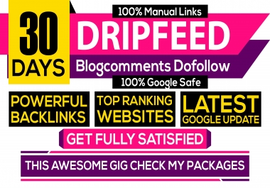 Monthly Drip Feed Seo Daily 50 blog comments do follow high da20 pa20 unique domain