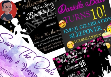 Do Birthday or Event or Wedding Invite or flyer design in less than 5hours