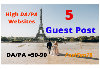I will boost SEO ranking with 5 guestpost on 90 da/pa sites