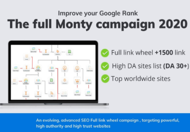 Advanced SEO Full link wheel campaign includes average of 1,000+ links