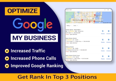 I will optimize your gmb listings 1st page on google for local seo business Ranking