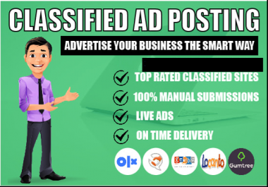 I will do 32 classified ad posting to top rated sites