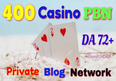400 permanent DA 72+ PBN Backlinks Casino,  Gambling,  Poker,  Judi Related Websites