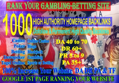 Buy 2 Get 1 Free 1000 Casino Backlinks for Gambling Poker Sports Betting Online Casino sites DA70