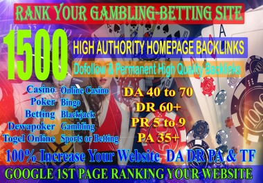 BUY 2 GET 1 Free 1500 CASINO,  Poker,  Gambling,  High Quality With DA70+ DR60+ Homepage Backlinks