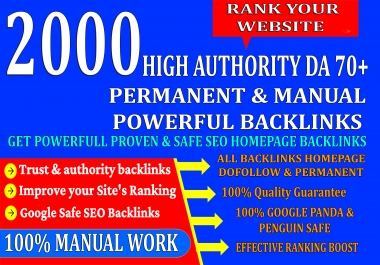 2000 High Authority Permanent Web2.0 Homepage Backlinks With High DA/PA/TF/CF On Rank your Website