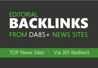 I will build high authority backlinks from top news sites via 301 redirect,  high da SEO