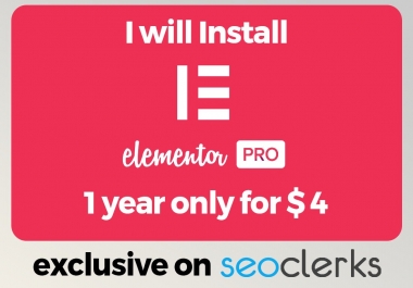 I will Install Elementor Pro for 1 Year activation And get updates