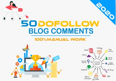 i will create 50 dofollow backlinks blog comments on actual page
