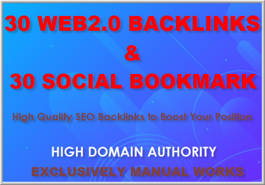 Manually build 30 Web2 Blogs and 30 Social Bookmarking backlinks for your seo