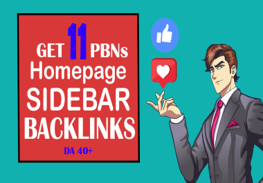 11 Homepage Sidebar/Blogroll PBNs Backlinks DA 40+ 1 Month