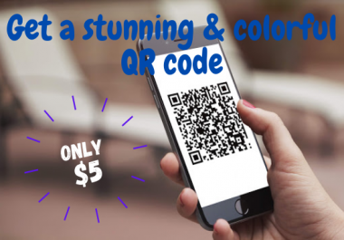 I will create a stunning colorful qr code with your logo