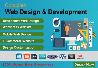 Website development,  web design with wordpress and free domain
