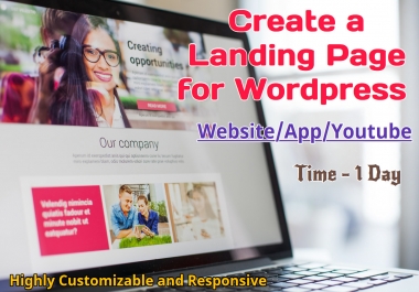 Create Custom Landing Page for Wordpress Website/App/Youtube