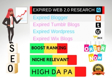 I will find 20 mix expired web 2 0 blogs research