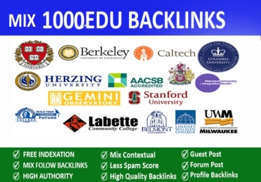 Get 1000+ Mix do-follow,  EDU-GOV,  Wiki,  Article,  Forum,  social networks,  web2.o profile Backlinks
