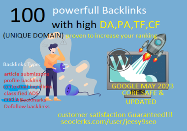 Powerful 100 Unique Domains High Quality Authority SEO Backlinks to Increase Ranking