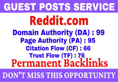 I Will Write And Publish 2 Guest Post On Reddit DA 99,  PA 95 With Google Index Guaranteed Backlinks