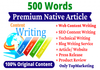 500 Word Premium Native Article Writing,  Blog Writing,  Health,  Business,  SEO Content Writing Service