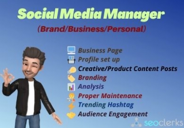 Expert Social Media Manager to boost your Personal and Business presence