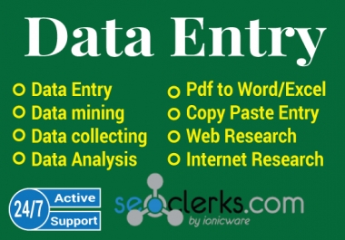 I will do your data entry,  data mining,  copy paste,  web research