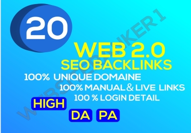 I will build 20 web 2.o Backlinks