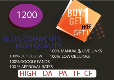 I will provide 1200 Blog comments plus FREE 10 profile backlinks for your website