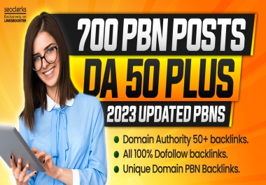 Powerful 700 DA50+ PBNs Do-follow SEO Backlinks