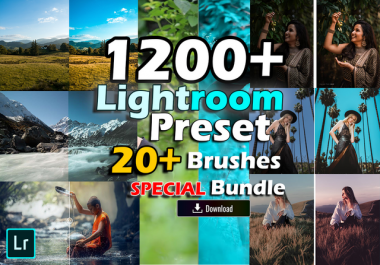I will provide 1200+ Professional Lightroom Preset and 20+ Brushes Bundle