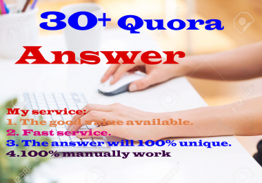 I will provide 30+ Quora answers with your link or website with