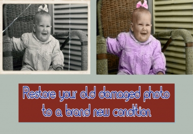 Restore your old damaged photo to a brand new condition with unlimited revisions.