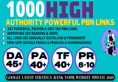 build 1000+ Permanent PBN Backlinks Web2.0 With High DA45+PA40+PR6+ Links Homepage Unique website