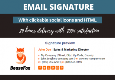 I will design a professional clickable HTML email signature