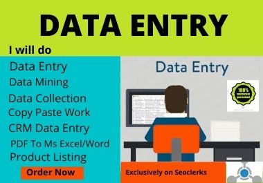 I will do your virtual assistant for data entry,  data mining,  copy paste,  web research