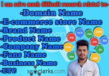 I will research domain name, business name, company name, brand name for you