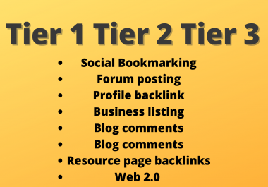 I will do high quality tier 1 tier 2 tier 3 backlinks for off page seo