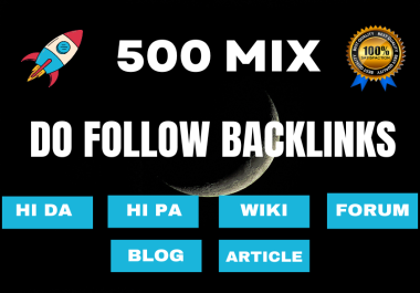 Build 500 High Authority Dofollow Wiki Backlinks Mix Forum,  Article and Blog For Google rankings