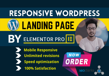 I will create a complete Responsive WordPress Landing Page using elementor pro