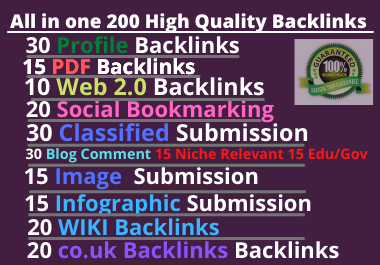 200 All in one High Quality Manual SEO Backlinks for Rank your website