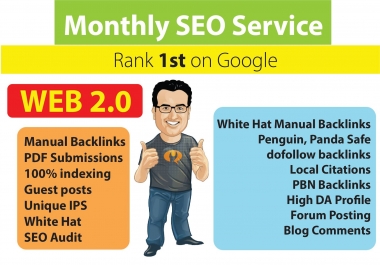 Complete Monthly OFF PAGE SEO Service with High Authority Backlinks