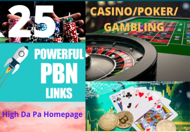 25 Casino backlinks, Gambling backlink,  adult top seo services highly trusted pbn homepage backlinks
