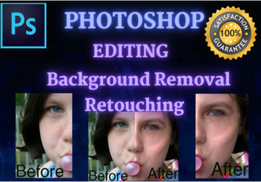 I will do any kind of Photoshop editing,  background removal, Photo retouching and Photo manipulation