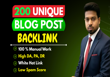 Write and publish 200 High-Quality,  Unique Blog Posts SEO backlinks for Your Website