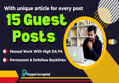 Write and publish 15 guest posts on LinkedIn,  Medium,  Behance,  Diigo etc sites with high DA