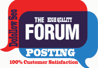 I will create manually 60 forum posting on High DA50,  PA90 CF TF30 Plus Dof0llow backlinks