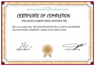 i can create a high resolution Academic or any type of Certificate for you in a professional way