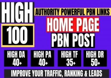 permanent 100+ Pbn Backlink DA40+PA40+PR6+homepage dofollow 100 unique site