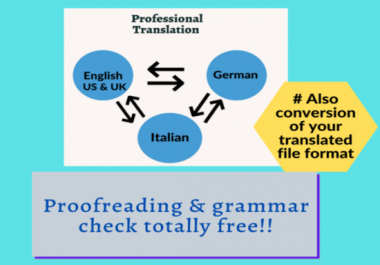 I will translate upto 1000 words english,  german,  italian into each other